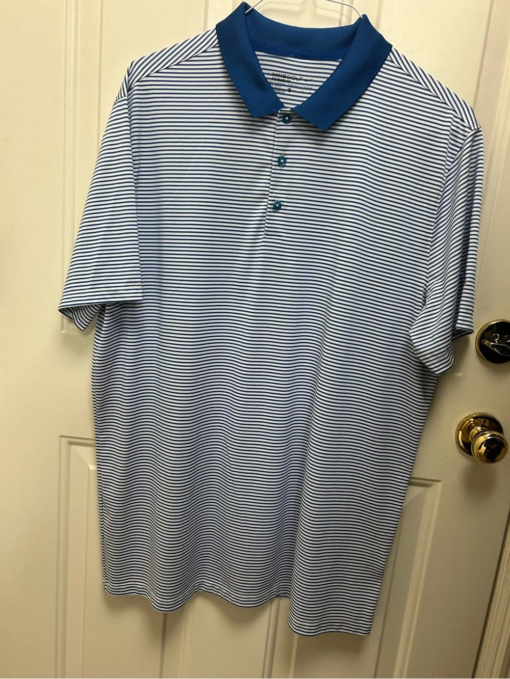 Nike Dri-Fit Royal Blue Striped Polo Shirt - Classic Casual